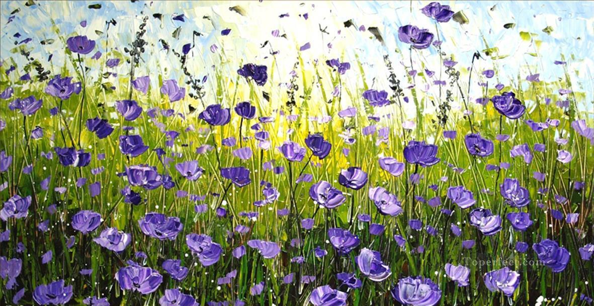 Purple fleurs Texture 3D Peintures à l'huile